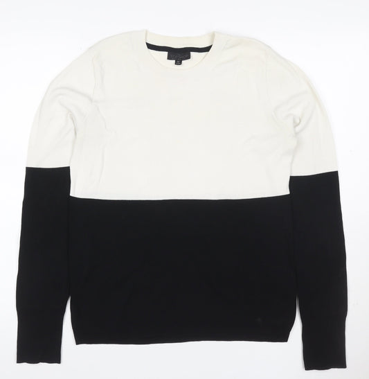 Topshop Tall Women’s Ivory Black Colour Block Knit Jumper UK 14