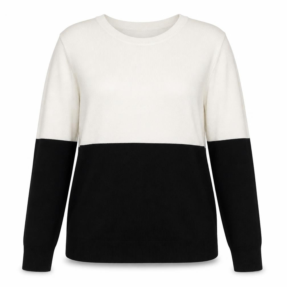 Topshop Tall Women’s Ivory Black Colour Block Knit Jumper UK 14