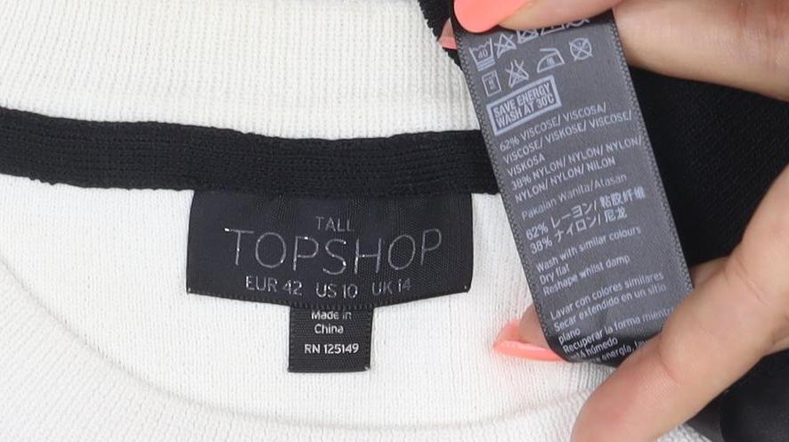 Topshop Tall Women’s Ivory Black Colour Block Knit Jumper UK 14