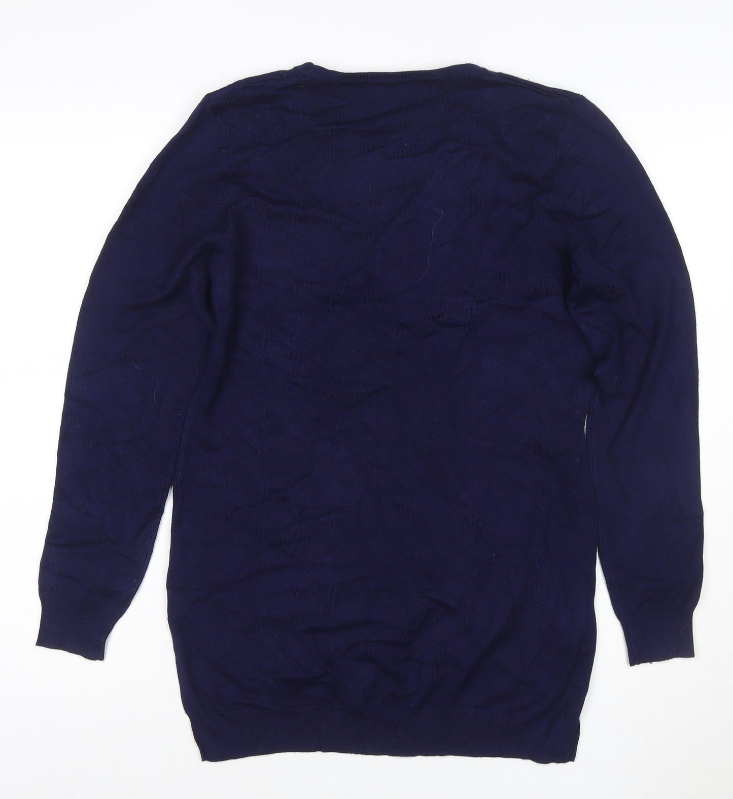 Simon Jeffery Women’s Blue S Rhinestone Knit Tunic Long Sleeve Top