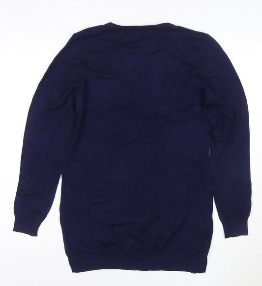 Simon Jeffery Women’s Blue S Rhinestone Knit Tunic Long Sleeve Top