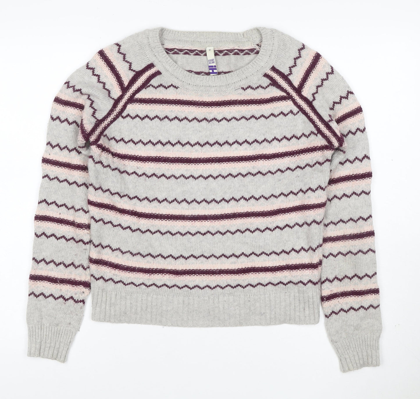 Henry Holland Women’s Grey Fair Isle Angora Blend Jumper Size 12