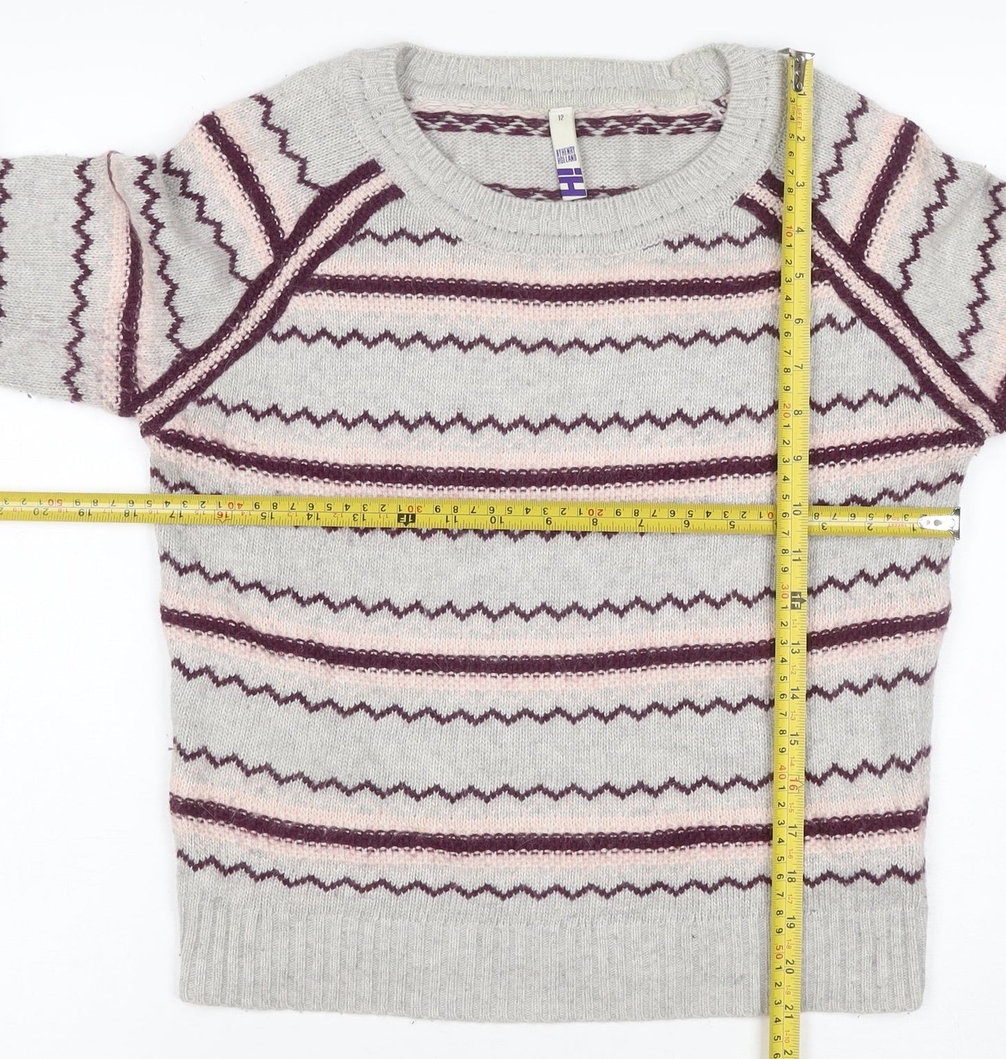 Henry Holland Women’s Grey Fair Isle Angora Blend Jumper Size 12