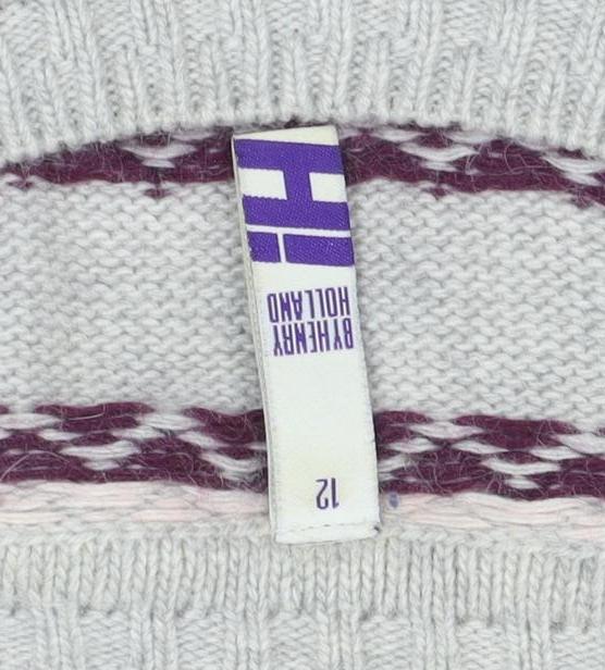 Henry Holland Women’s Grey Fair Isle Angora Blend Jumper Size 12