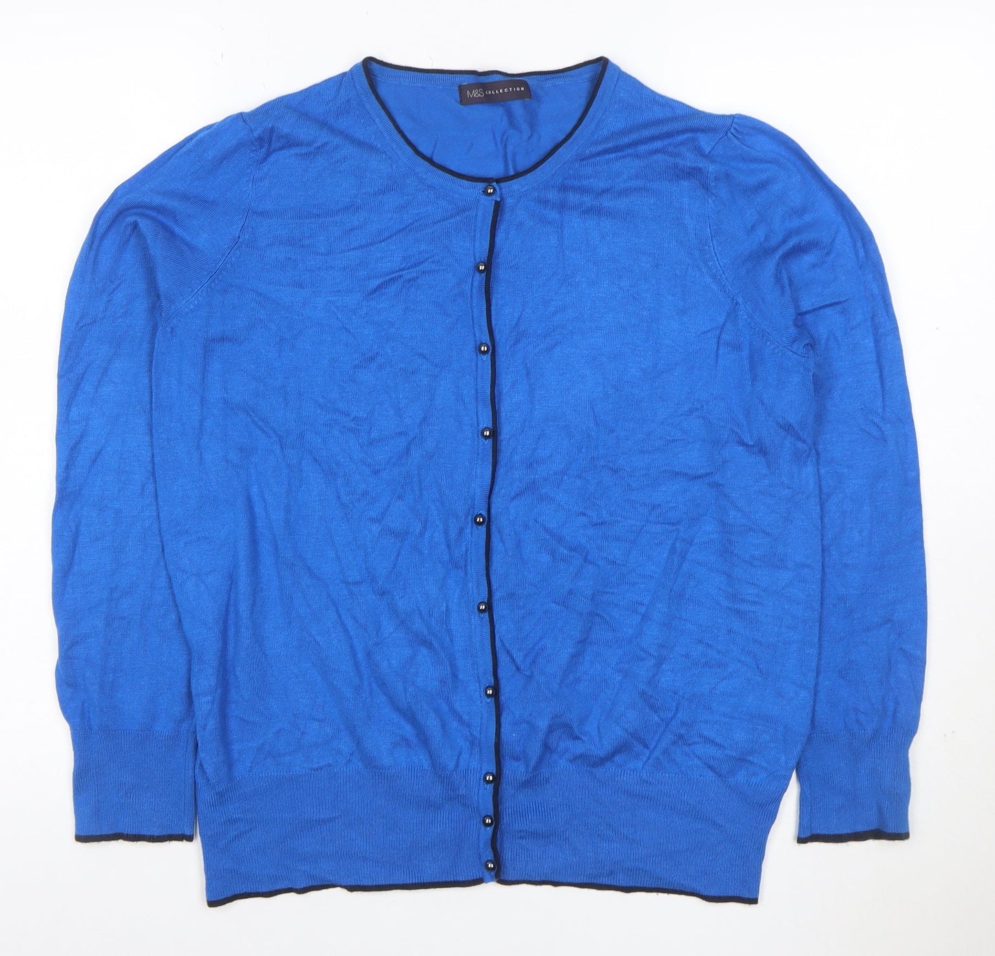Marks and Spencer Women’s Blue UK 16 Round Neck Button Cardigan