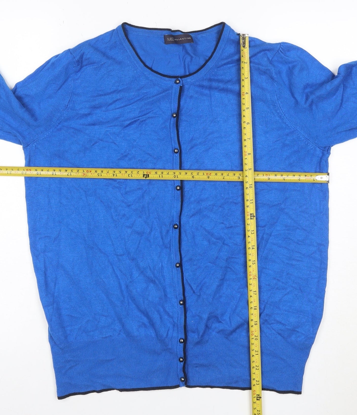 Marks and Spencer Women’s Blue UK 16 Round Neck Button Cardigan