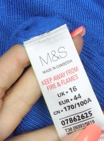 Marks and Spencer Women’s Blue UK 16 Round Neck Button Cardigan