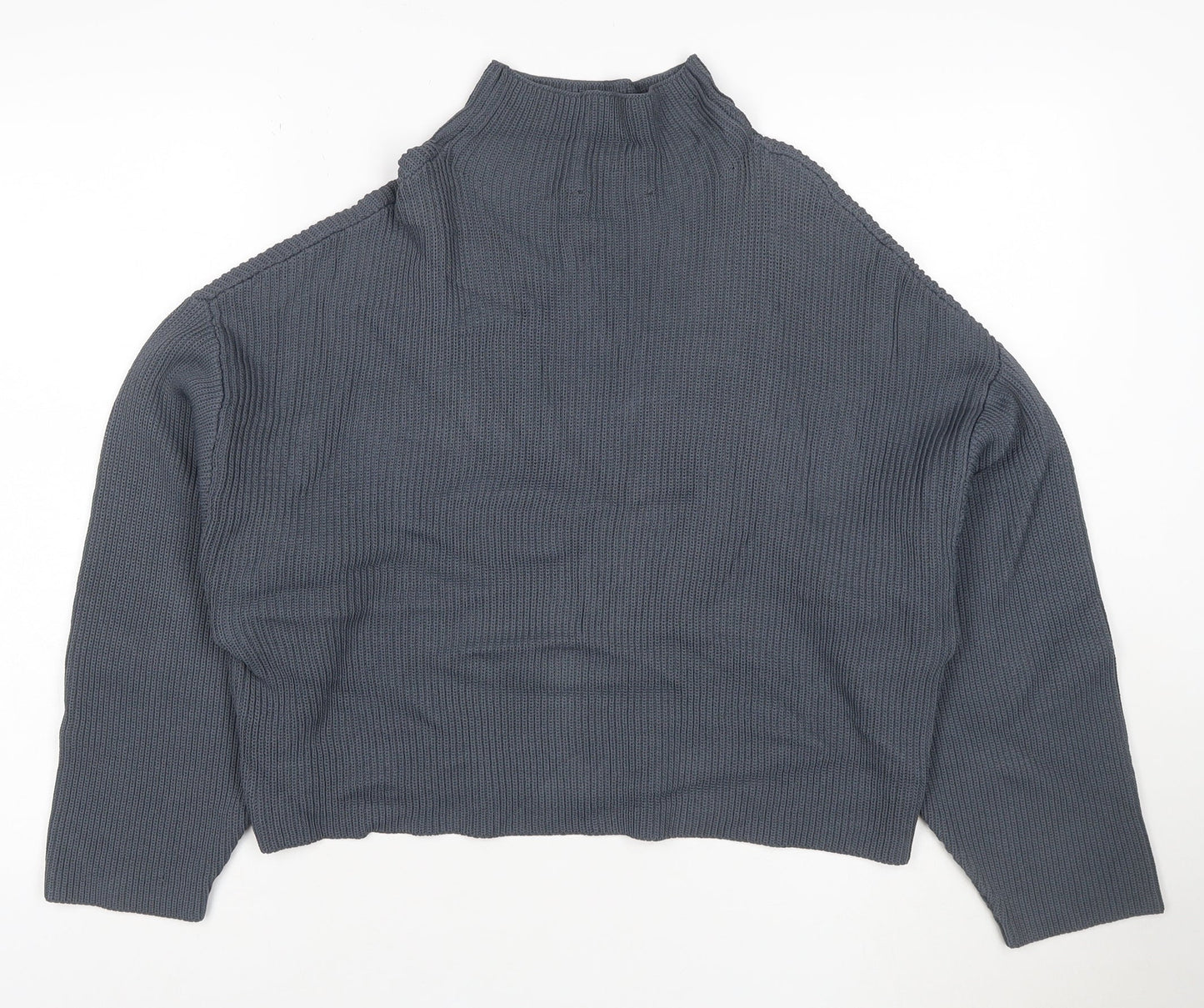 Zara Women Grey Roll Neck Knit Jumper Size S Long Sleeve