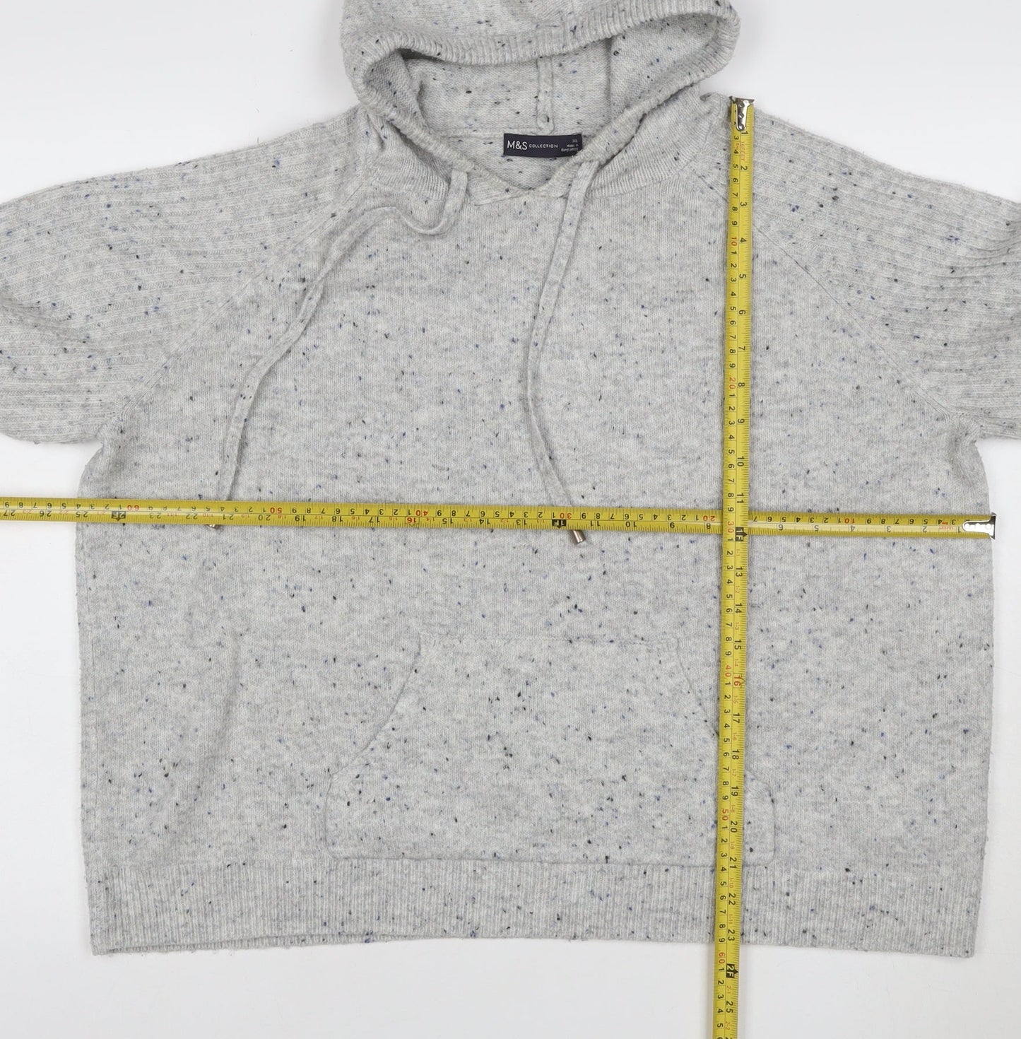 Marks and Spencer Women Grey Fleck Knit Hoodie XL Pullover