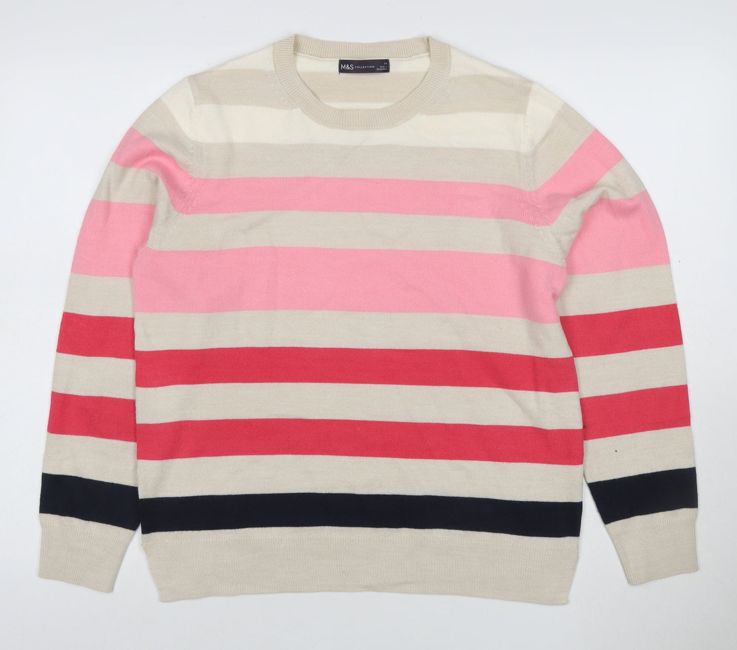 Marks and Spencer Women’s Multicoloured Striped Knit Jumper UK 14