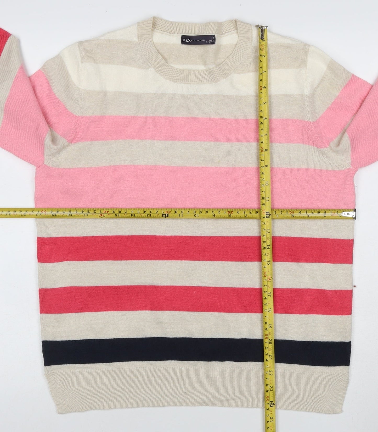 Marks and Spencer Women’s Multicoloured Striped Knit Jumper UK 14