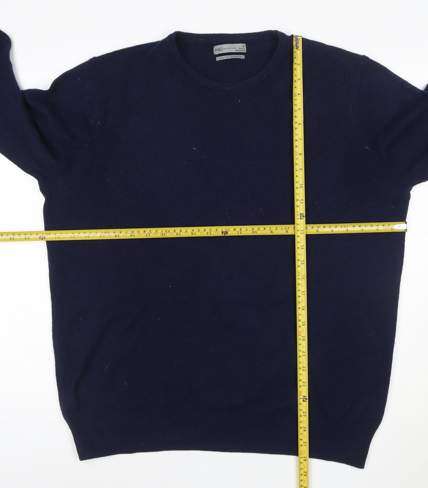 Marks and Spencer Men’s Blue XL Lambswool Crew Neck Pullover Jumper