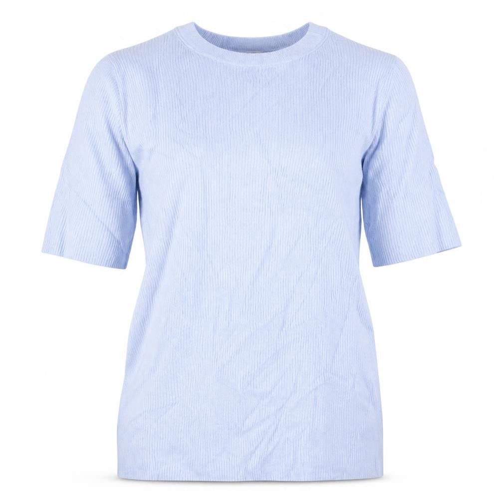 Marks & Spencer Women Blue M Ribbed Stretch Jersey T-Shirt