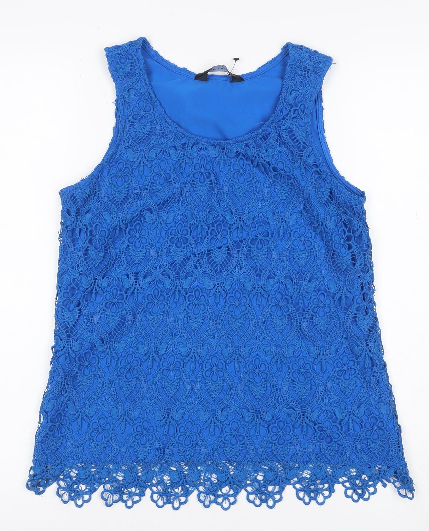 Dorothy Perkins Women Blue UK 10 Floral Lace Lined Camisole Tank Top