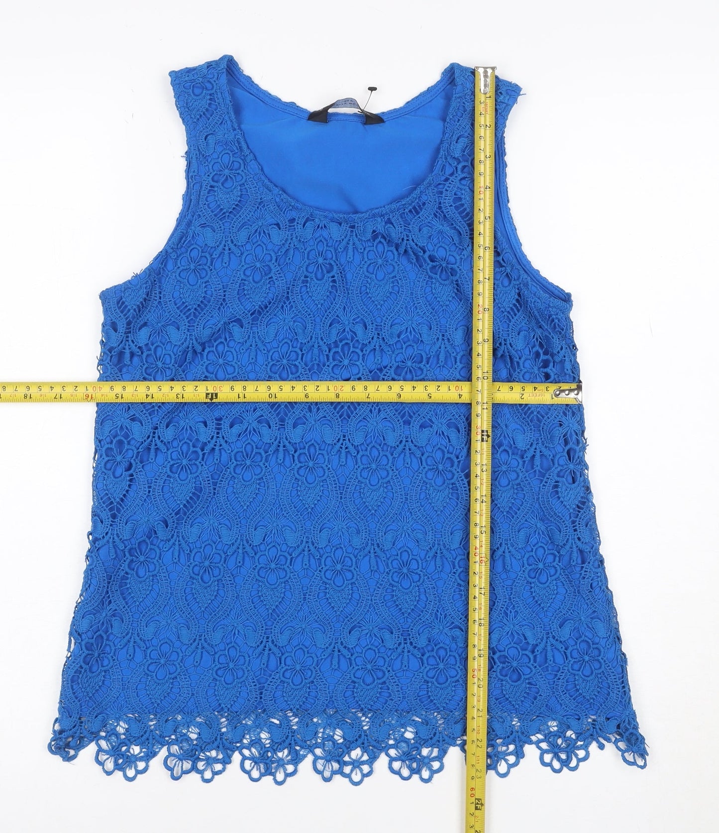 Dorothy Perkins Women Blue UK 10 Floral Lace Lined Camisole Tank Top