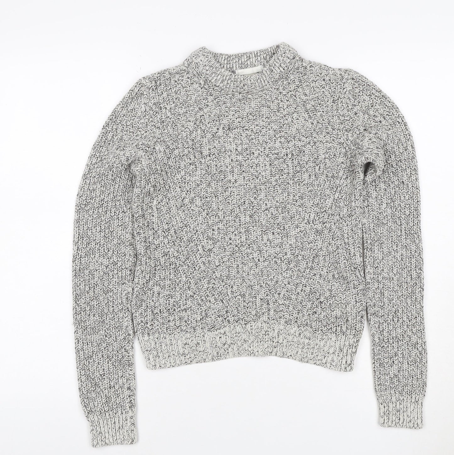 H&M Women’s Grey Marl XS Chunky Knit Roll Neck Pullover Jumper