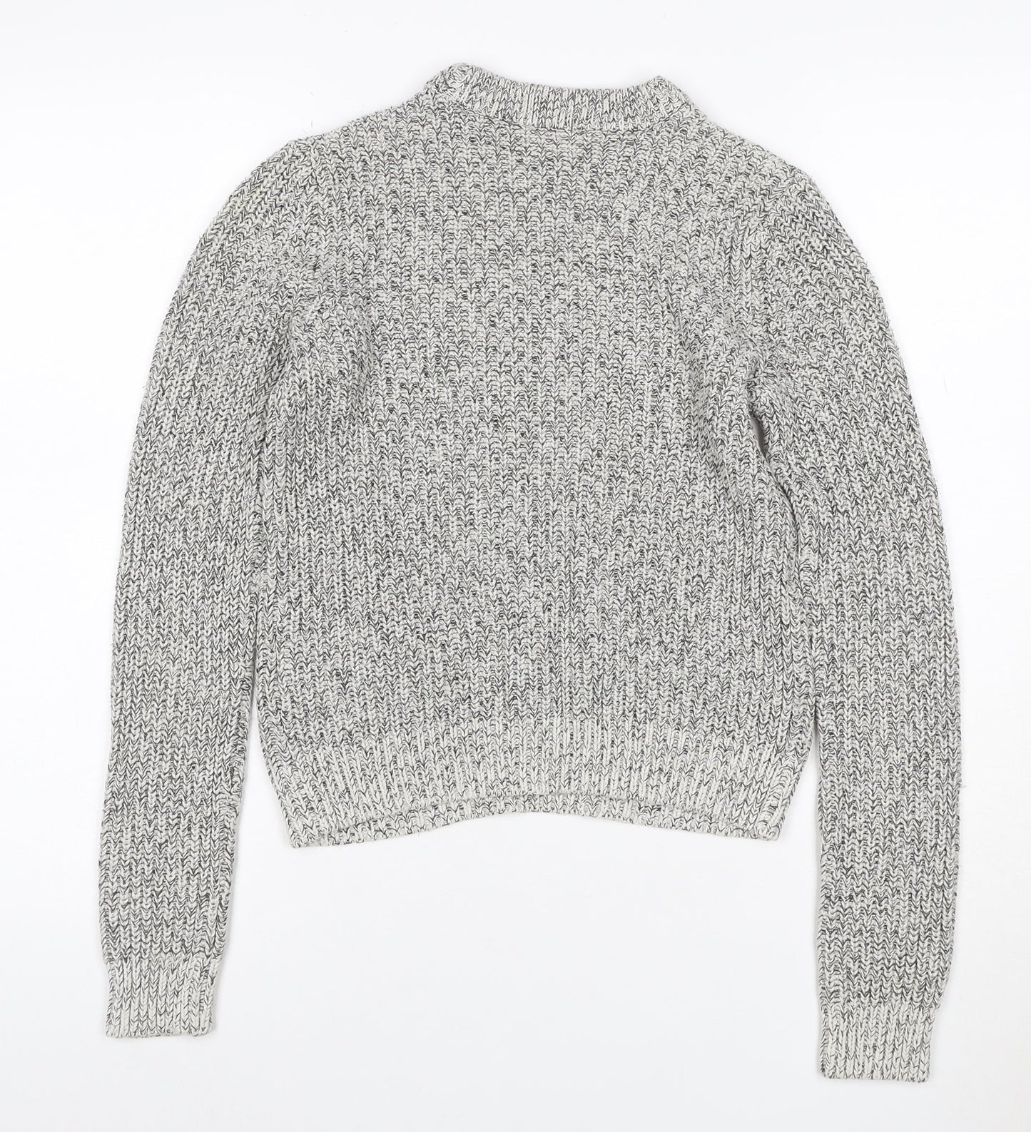 H&M Women’s Grey Marl XS Chunky Knit Roll Neck Pullover Jumper