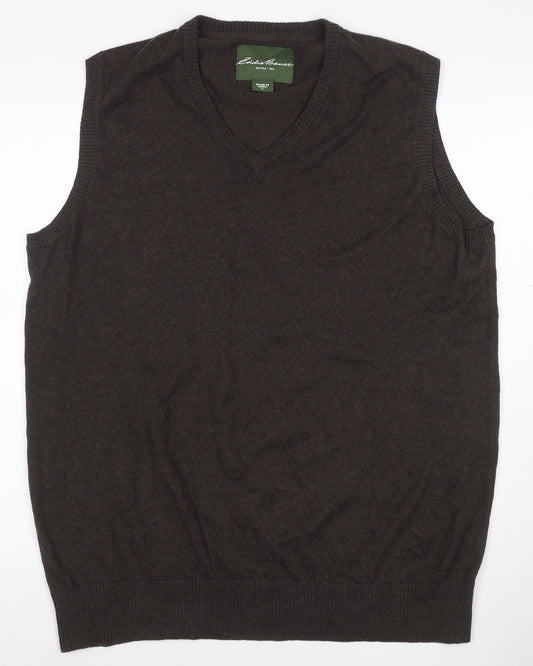 Eddie Bauer Men’s Brown L Tall Cashmere Cotton V-Neck Knit Vest
