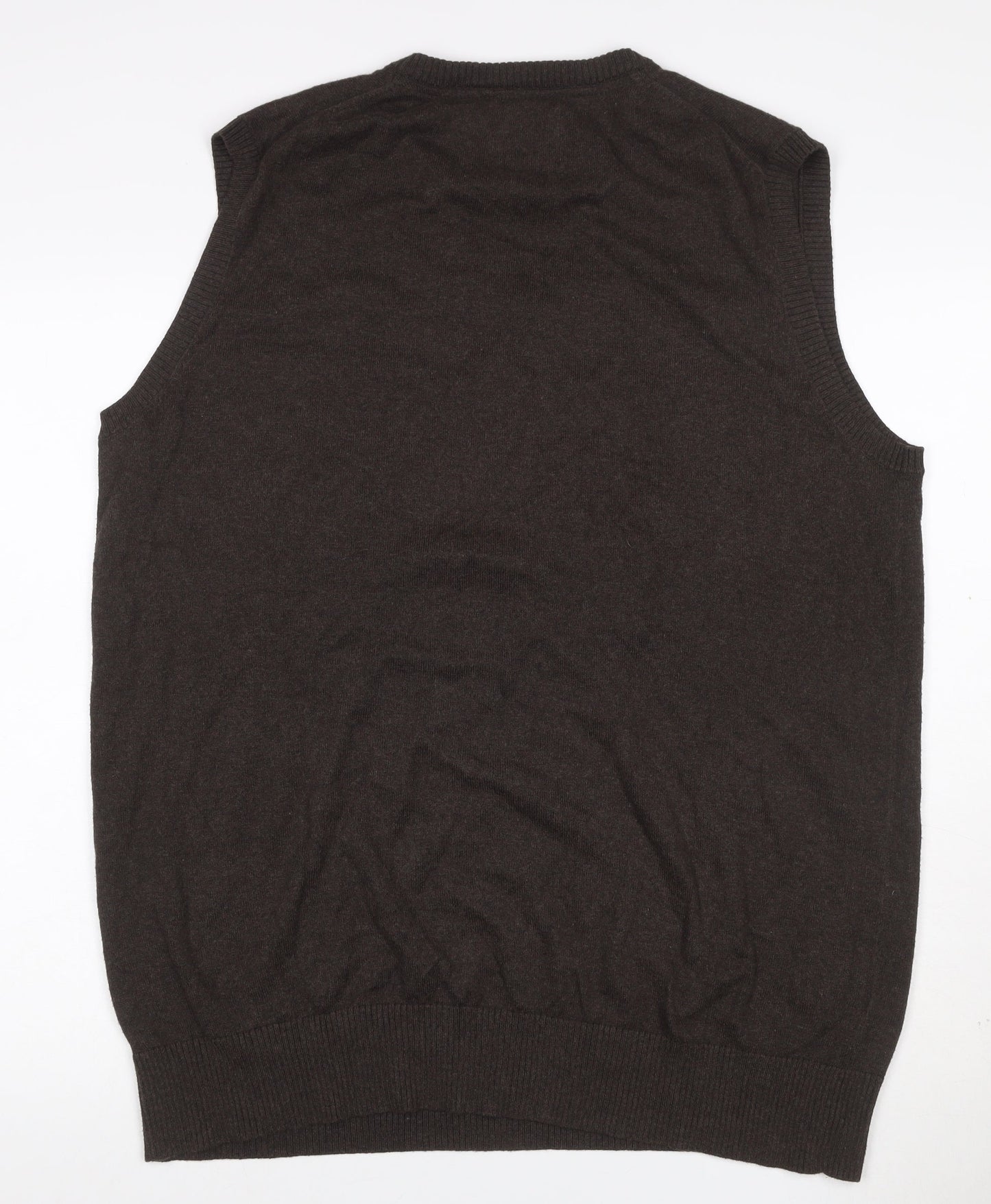Eddie Bauer Men’s Brown L Tall Cashmere Cotton V-Neck Knit Vest