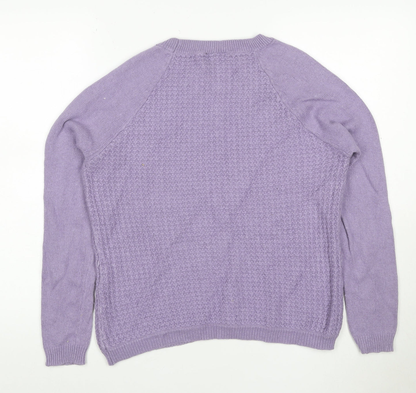 Warehouse Women’s Purple UK 14 Textured Knit Crew Neck Jumper