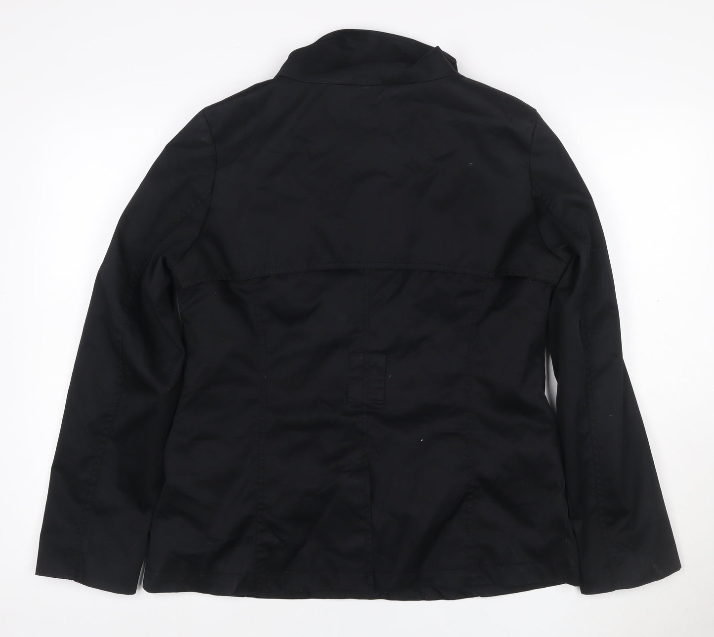 H&M Women’s Black UK 14 Military Jacket Collared Cotton Blend