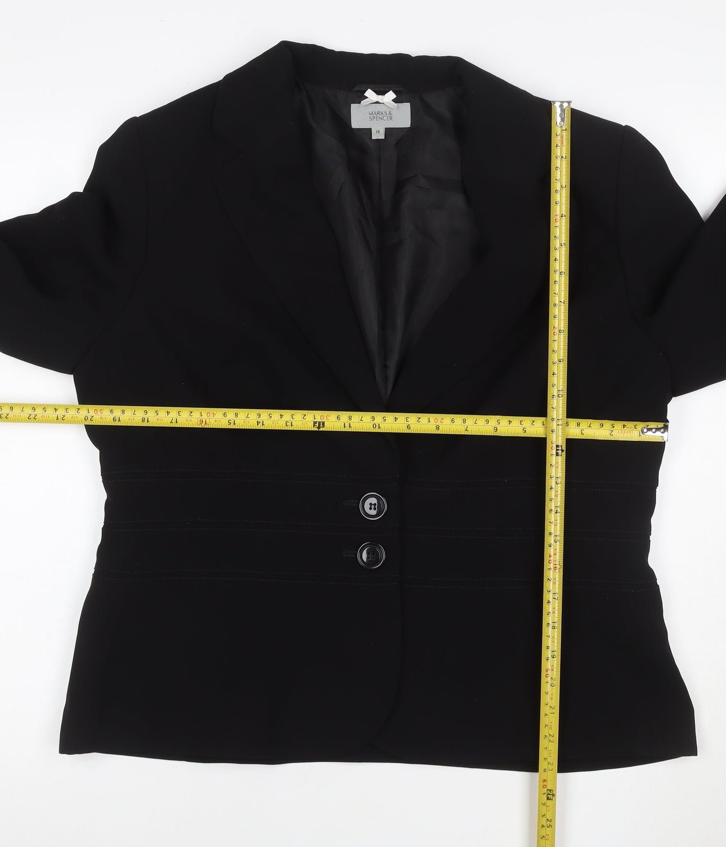 Marks and Spencer Women Black Size 18 Two Button Lined Blazer Jacket