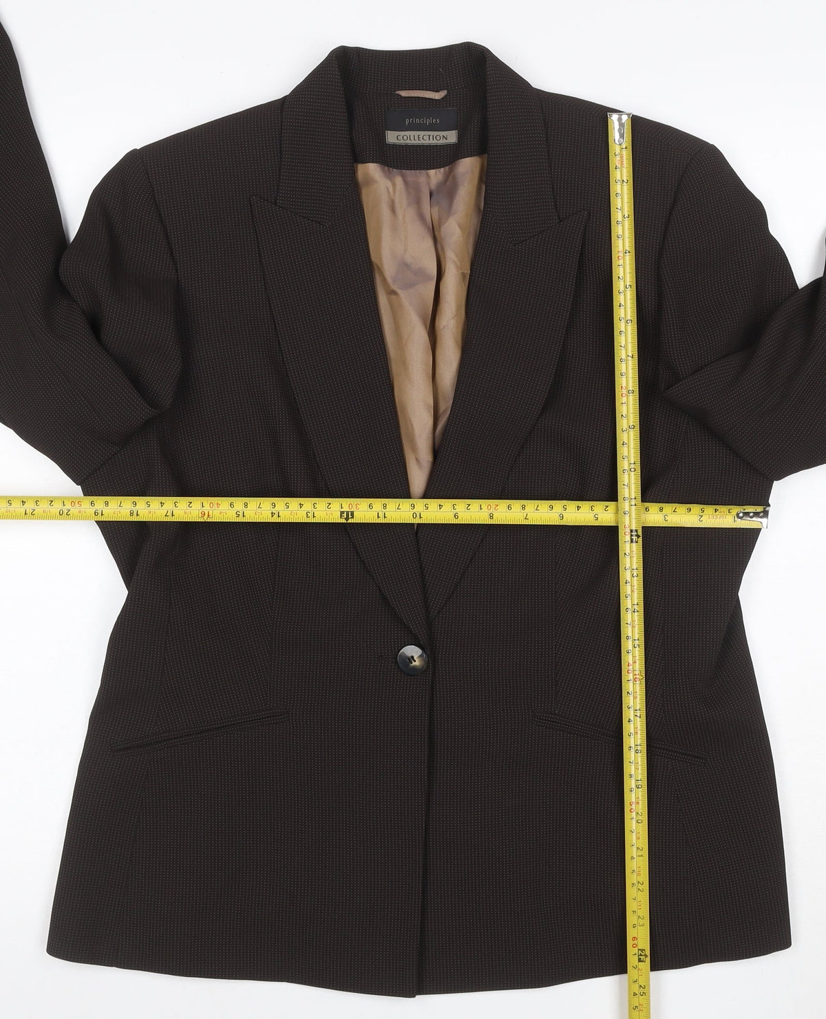 Back view of Principles Women’s Brown, size UK 16, One Button Lined Blazer Jacket