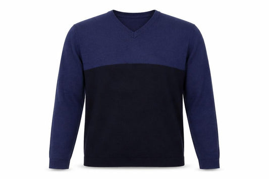 Next Men's Blue Black Merino Wool V-Neck Pullover Jumper M