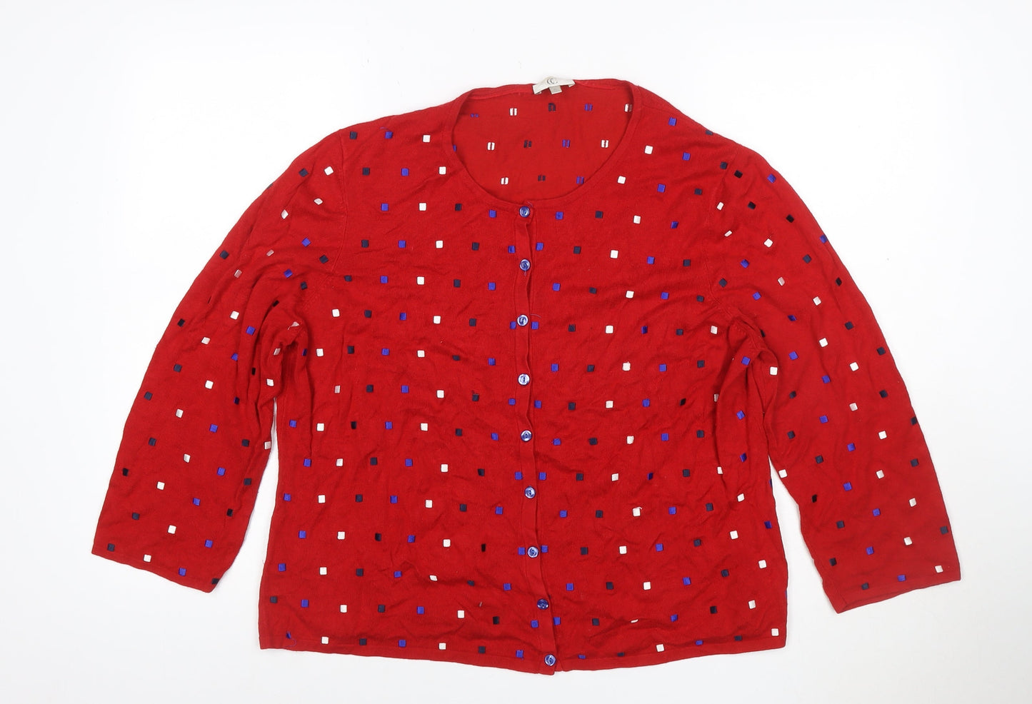 CC Women’s Red Geometric Button Cardigan XL Long Sleeve