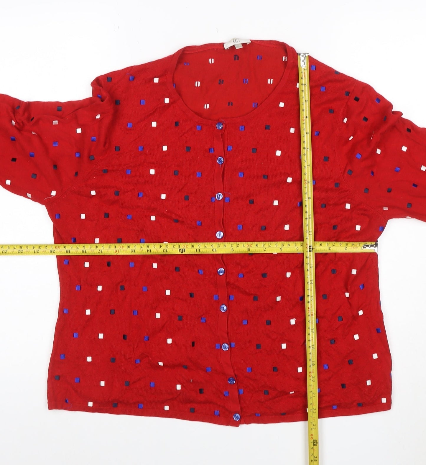 CC Women’s Red Geometric Button Cardigan XL Long Sleeve
