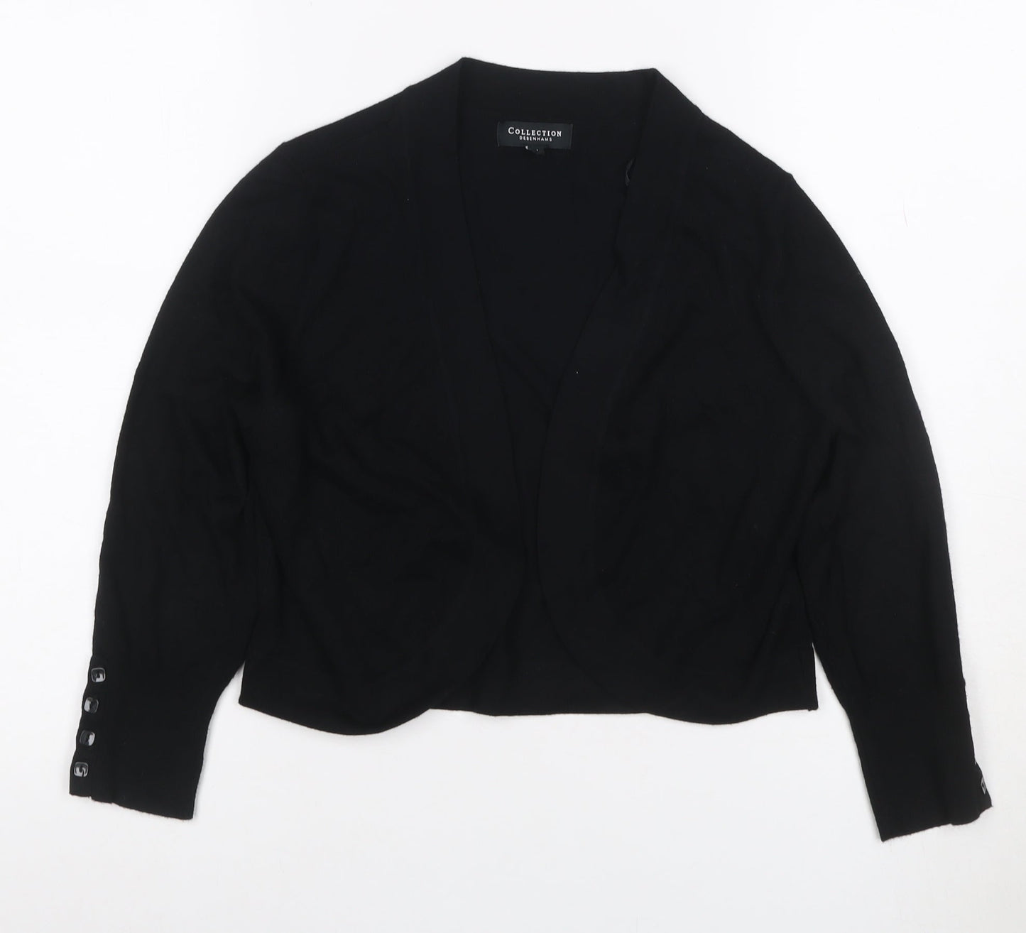 Collection Debenhams Women Black Size 14 Open V-Neck Knit Cardigan