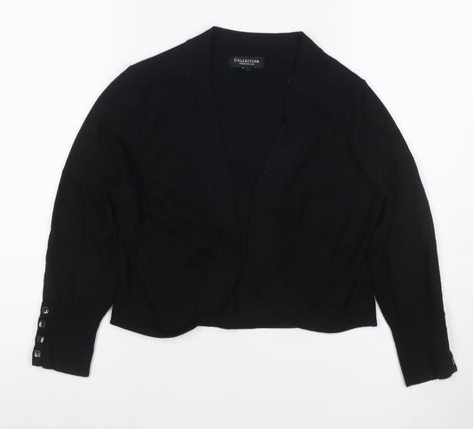 Collection Debenhams Women Black Size 14 Open V-Neck Knit Cardigan