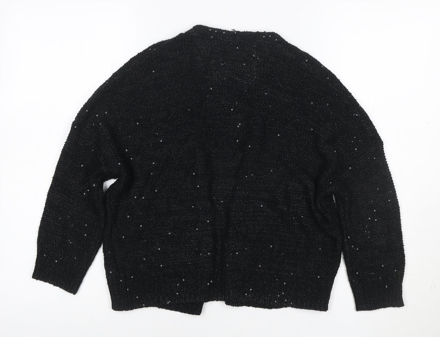 Marks and Spencer Women Black UK 10 Open Sequin Knit Cardigan