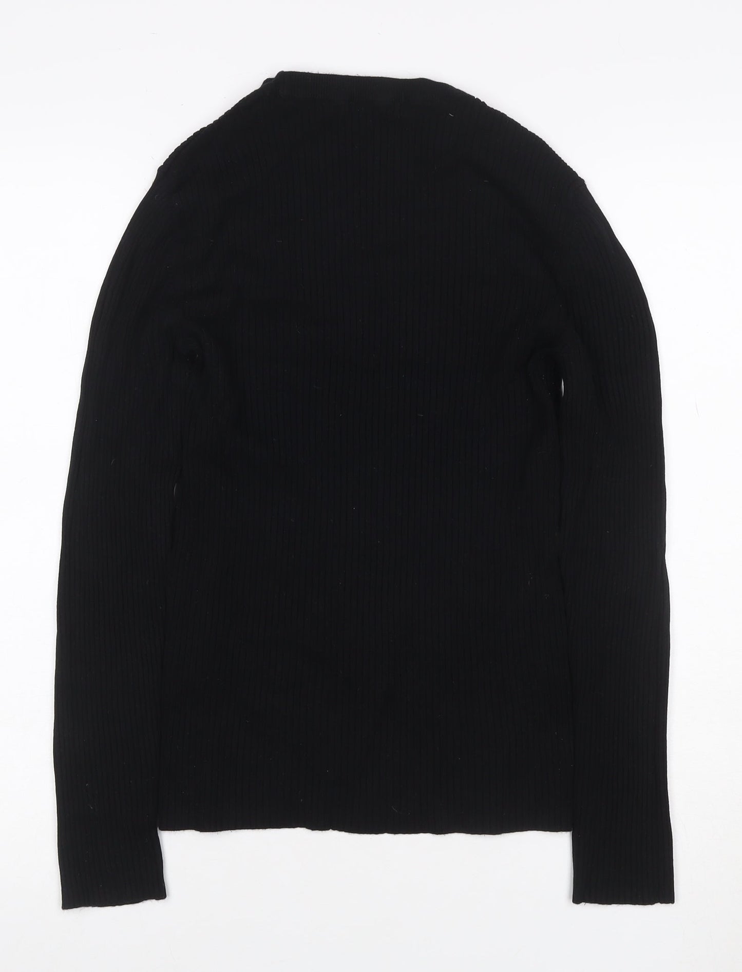 Bershka Women Black S Ribbed Roll Neck Slim Knit Jumper Long Sleeve