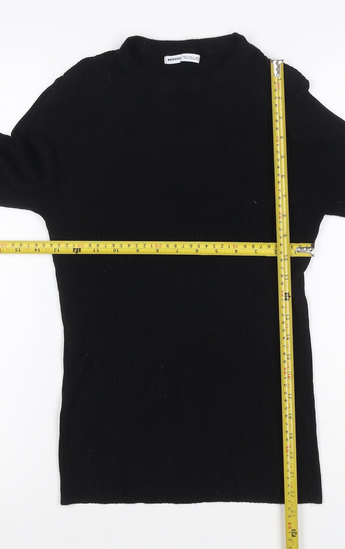 Bershka Women Black S Ribbed Roll Neck Slim Knit Jumper Long Sleeve