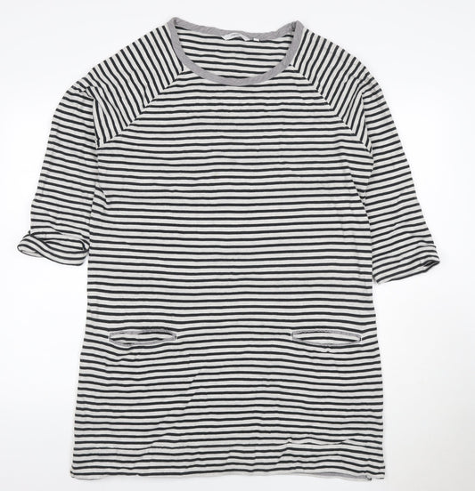Next Women Black White Stripe UK 20 T-Shirt Dress Pockets Jersey