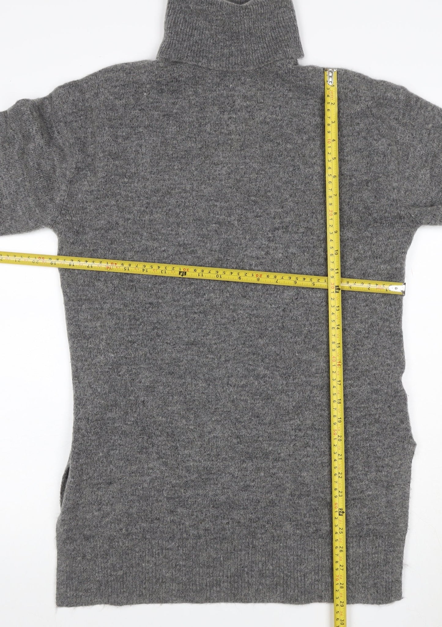 H&M Women Grey XS Knit Roll Neck Jumper Dress Long Sleeve