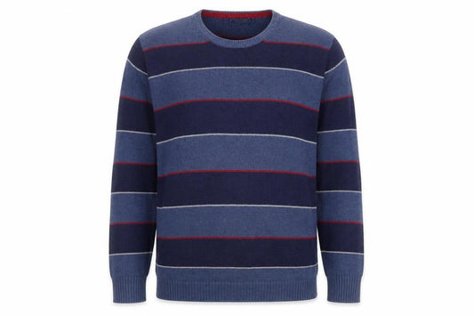 Maine New England Men’s Blue Striped Cotton Knit Pullover Jumper XL