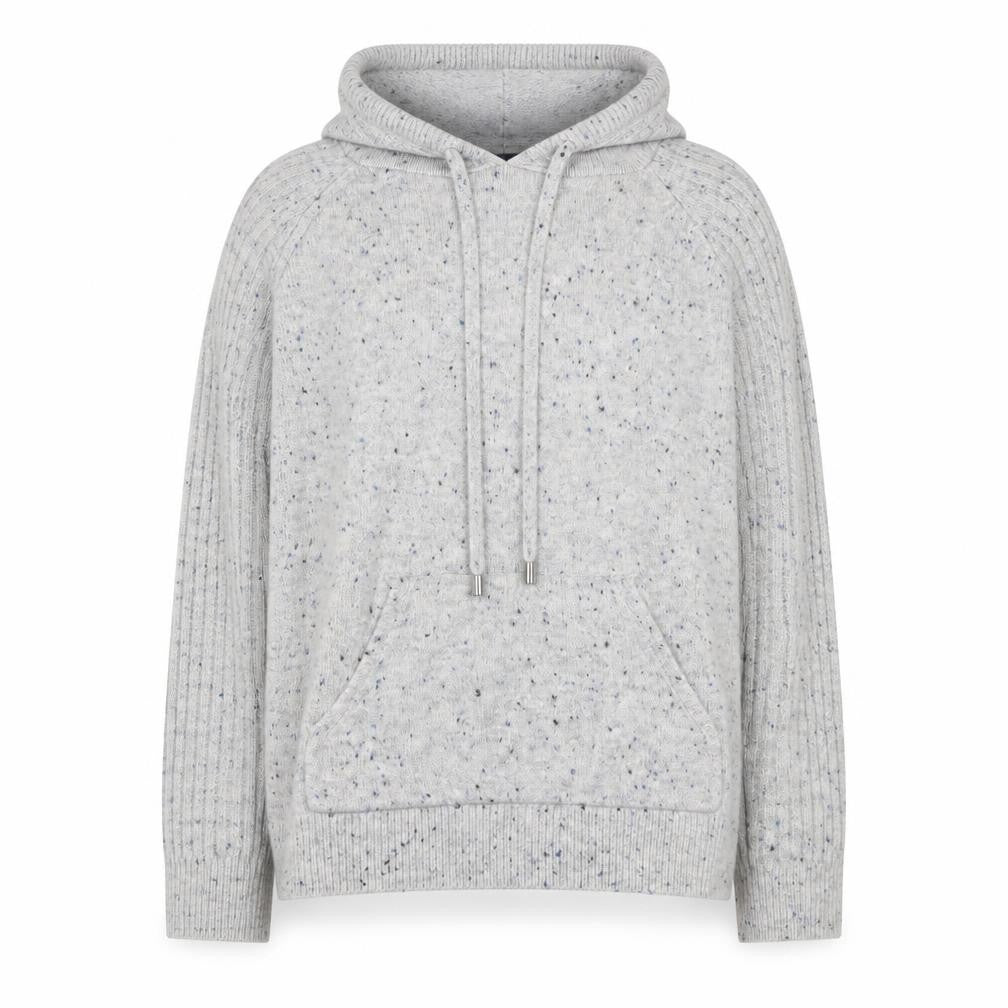 Marks & Spencer Women Grey L Speckled Knit Pullover Hoodie