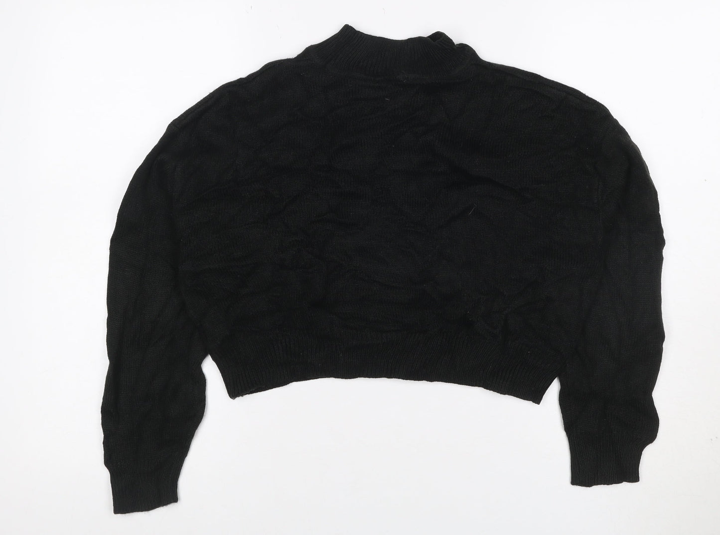 Weekday Women Black S Cable-Knit High Neck Cropped Pullover Jumper