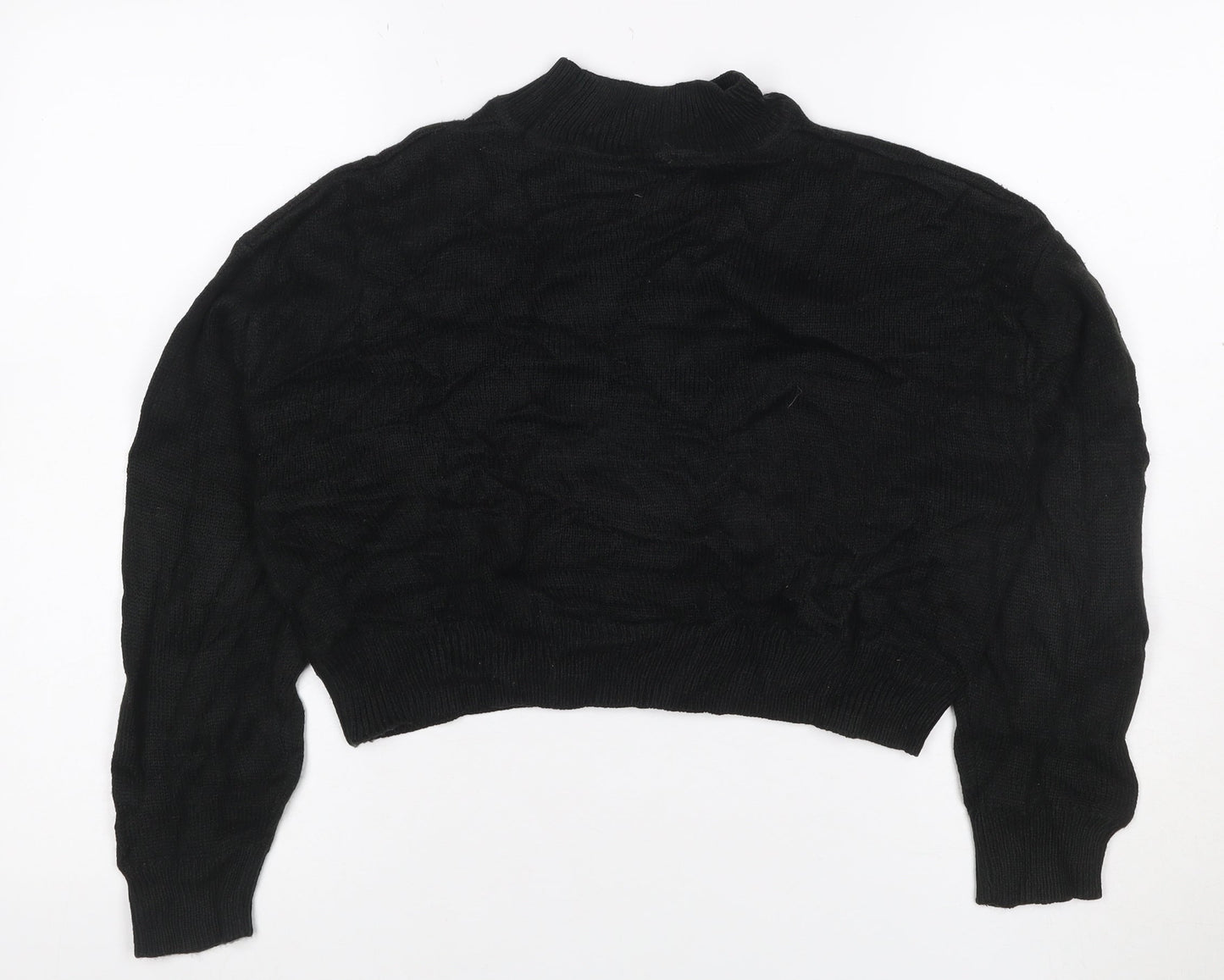 Weekday Women Black S Cable-Knit High Neck Cropped Pullover Jumper