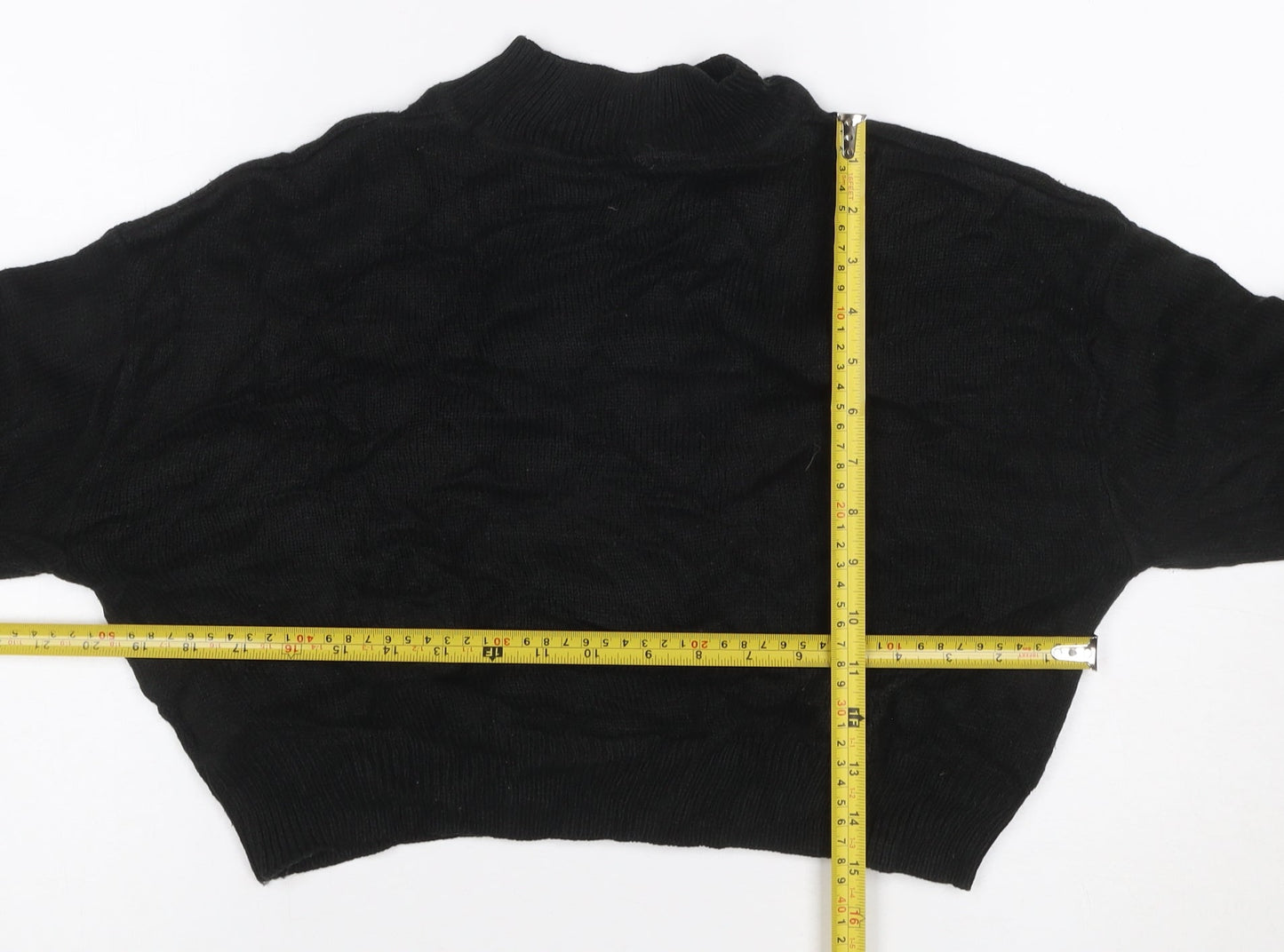 Weekday Women Black S Cable-Knit High Neck Cropped Pullover Jumper