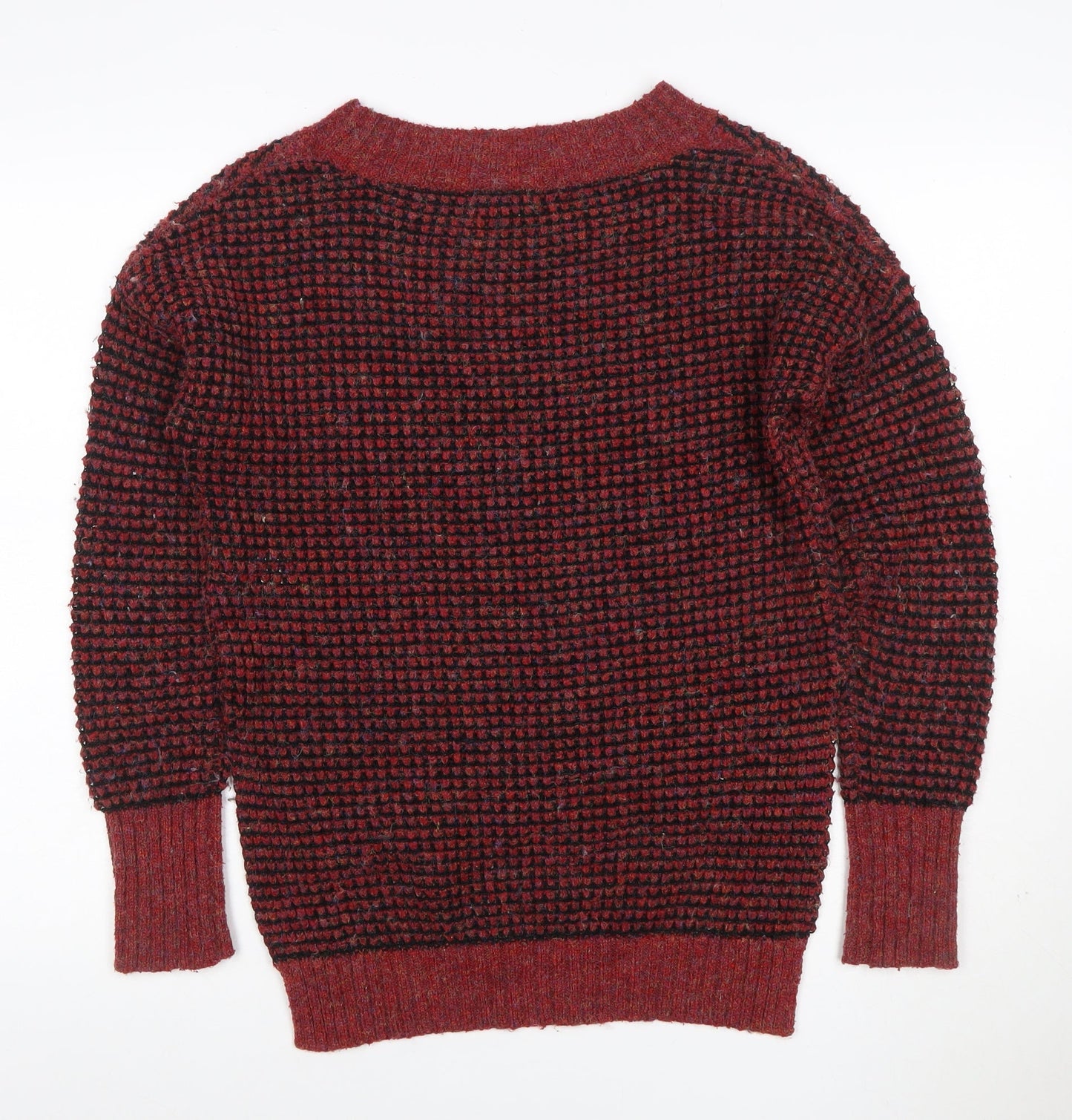 If It Were Me Women Red Black Waffle Knit Raglan Jumper Size S