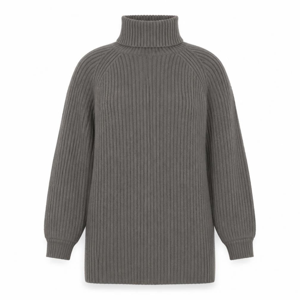 Front view of Missguided Women Grey, size 12, Rib Knit Roll Neck jumper