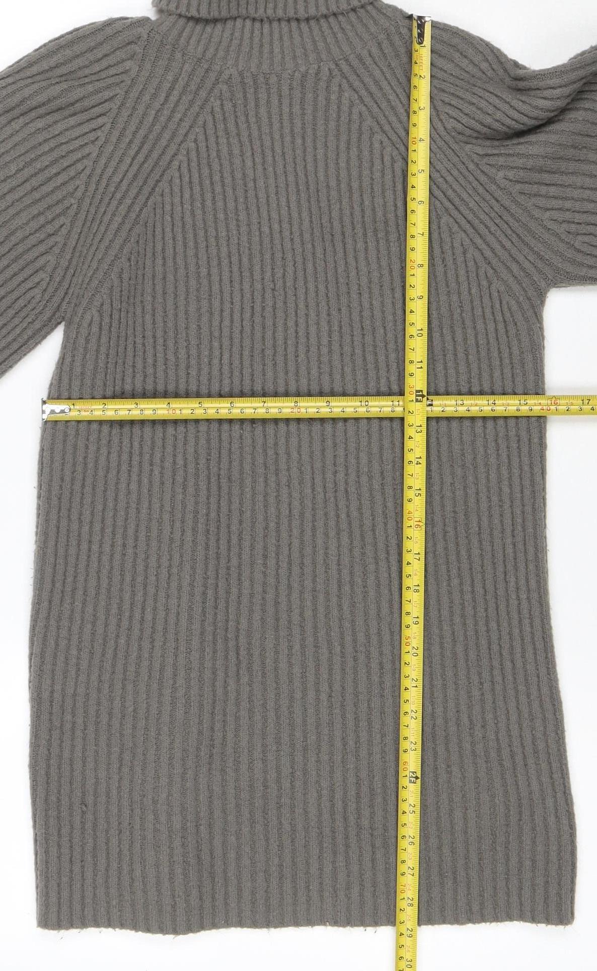 Missguided Women Grey Size 12 Rib Knit Roll Neck Pullover Jumper