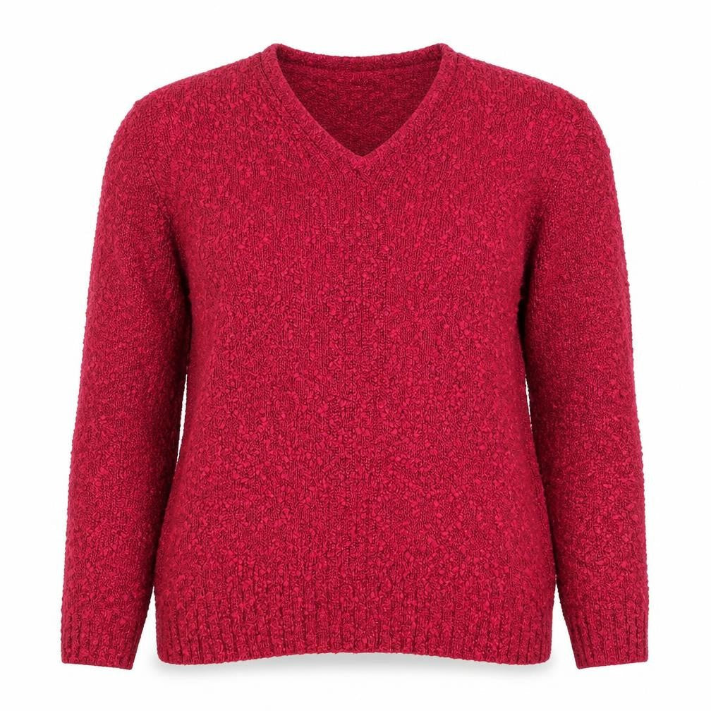 Isle Women’s Pink V-Neck Chunky Knit Jumper Size 14 Long Sleeve