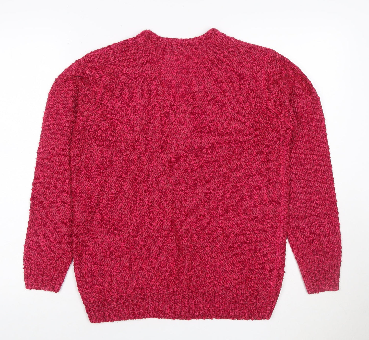 Isle Women’s Pink V-Neck Chunky Knit Jumper Size 14 Long Sleeve