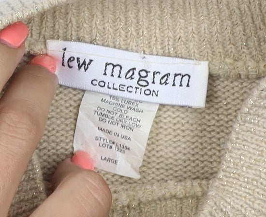 New Magram Collection Women's Gold Lurex Mock Neck Knit Jumper L