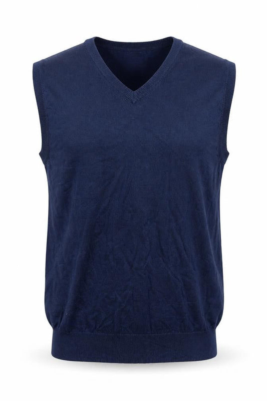 Izod Men's Navy Blue L V-Neck Sleeveless Cotton Blend Knit Vest