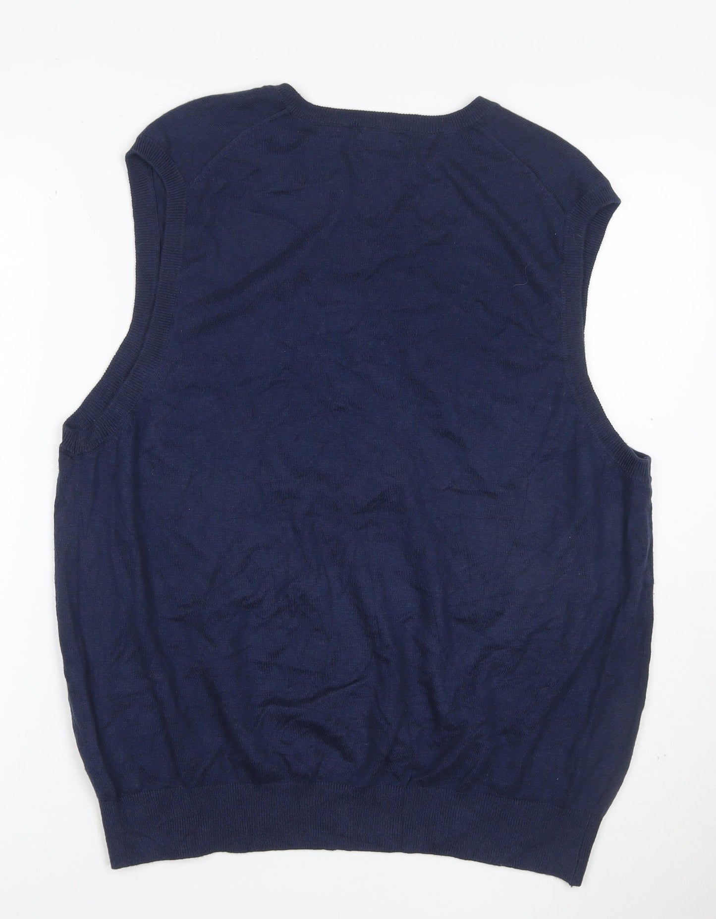 Izod Men's Navy Blue L V-Neck Sleeveless Cotton Blend Knit Vest
